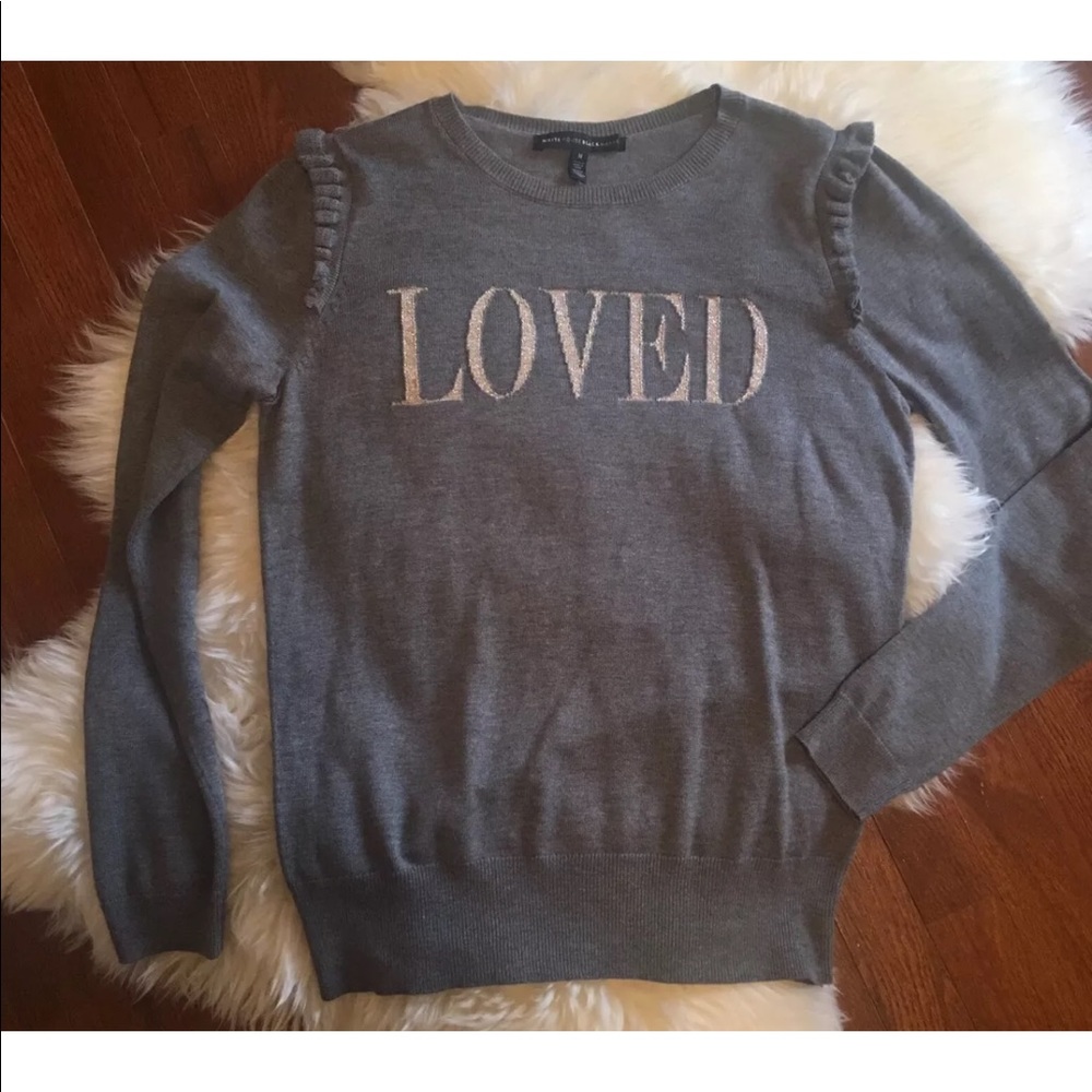 White House Black Market Crewneck "LOVED" Sweater - Picture 3 of 7
